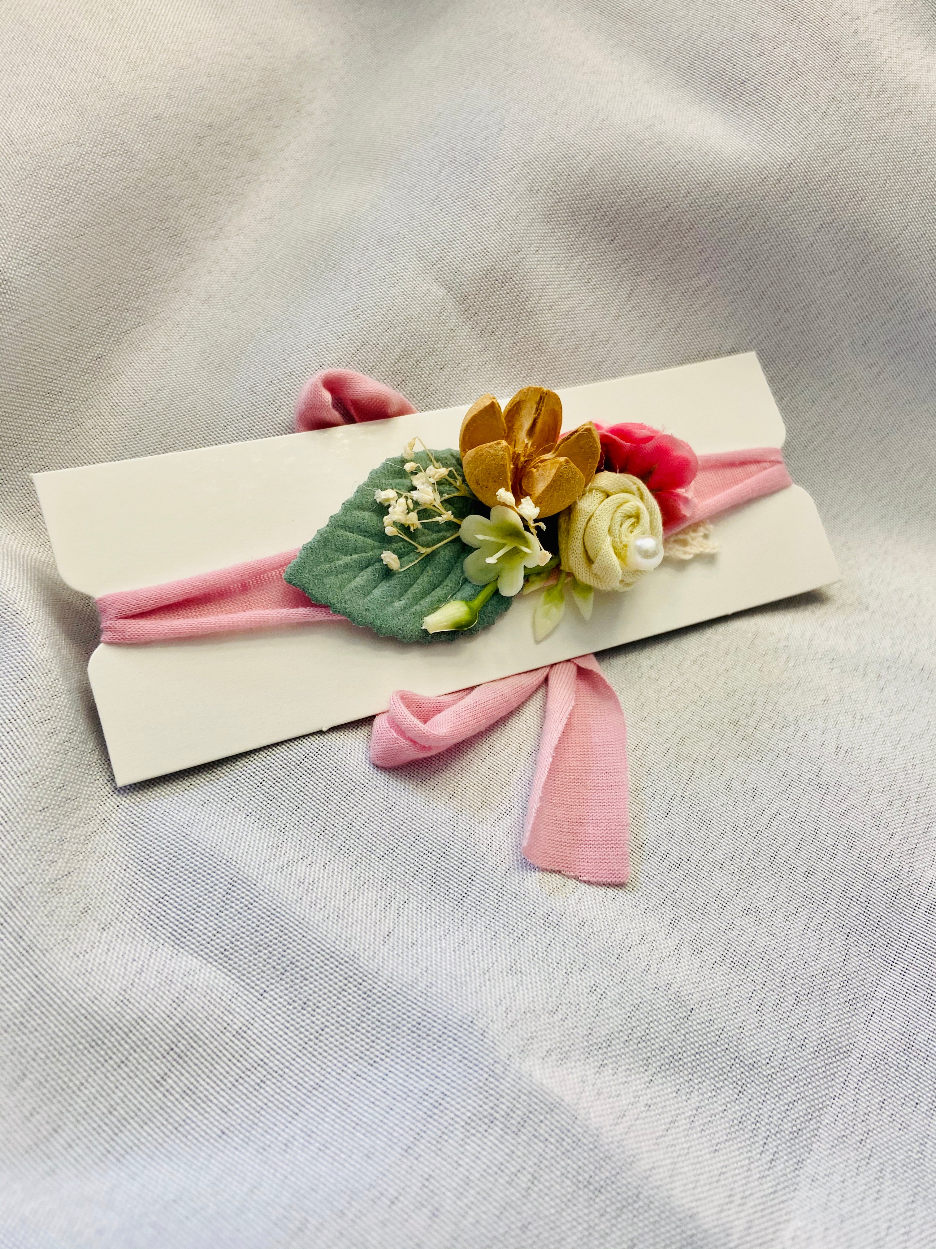 Pink Floral Baby Tie Bow