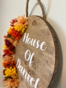 Fallin' House of Round Wooden Door Hanger